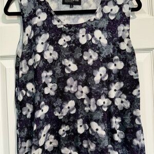 Jones New York Floral Tank Top - Black, White, and Purple